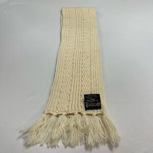 Maban Of Scotland VTG Cream Wool Cable Knit Scarf